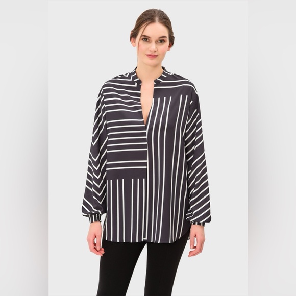 Graphic Stripe Print Crepe Tunic - Picture 2 of 5